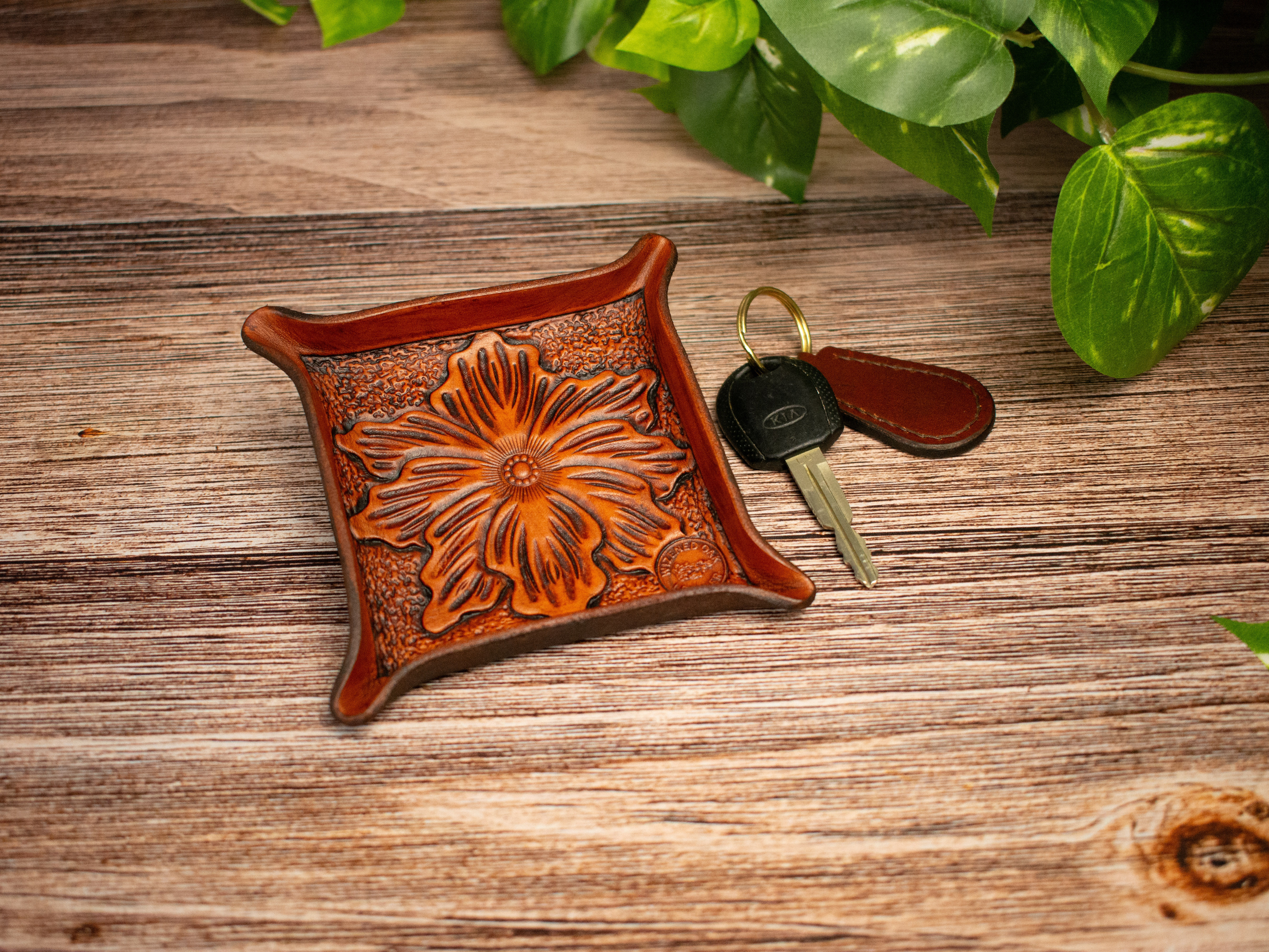4"x4" Small Key Tray With Flower #01