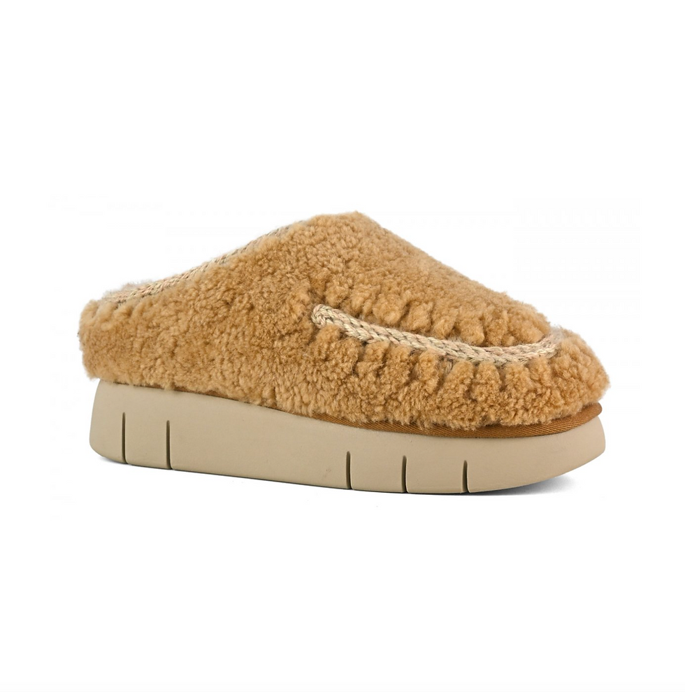 Mou Boots Bounce clog maxi stitching cognac ciabatta sabot