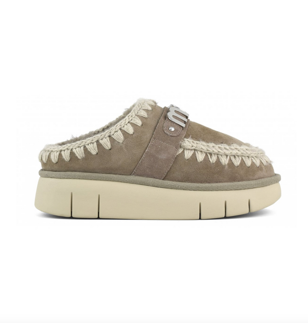 Mou Boots Bounce clog metal logo elephant grey ciabatta sabot