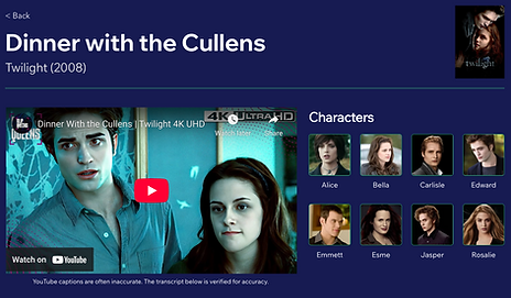 Dinner with the Cullens video clip in the listening lab.