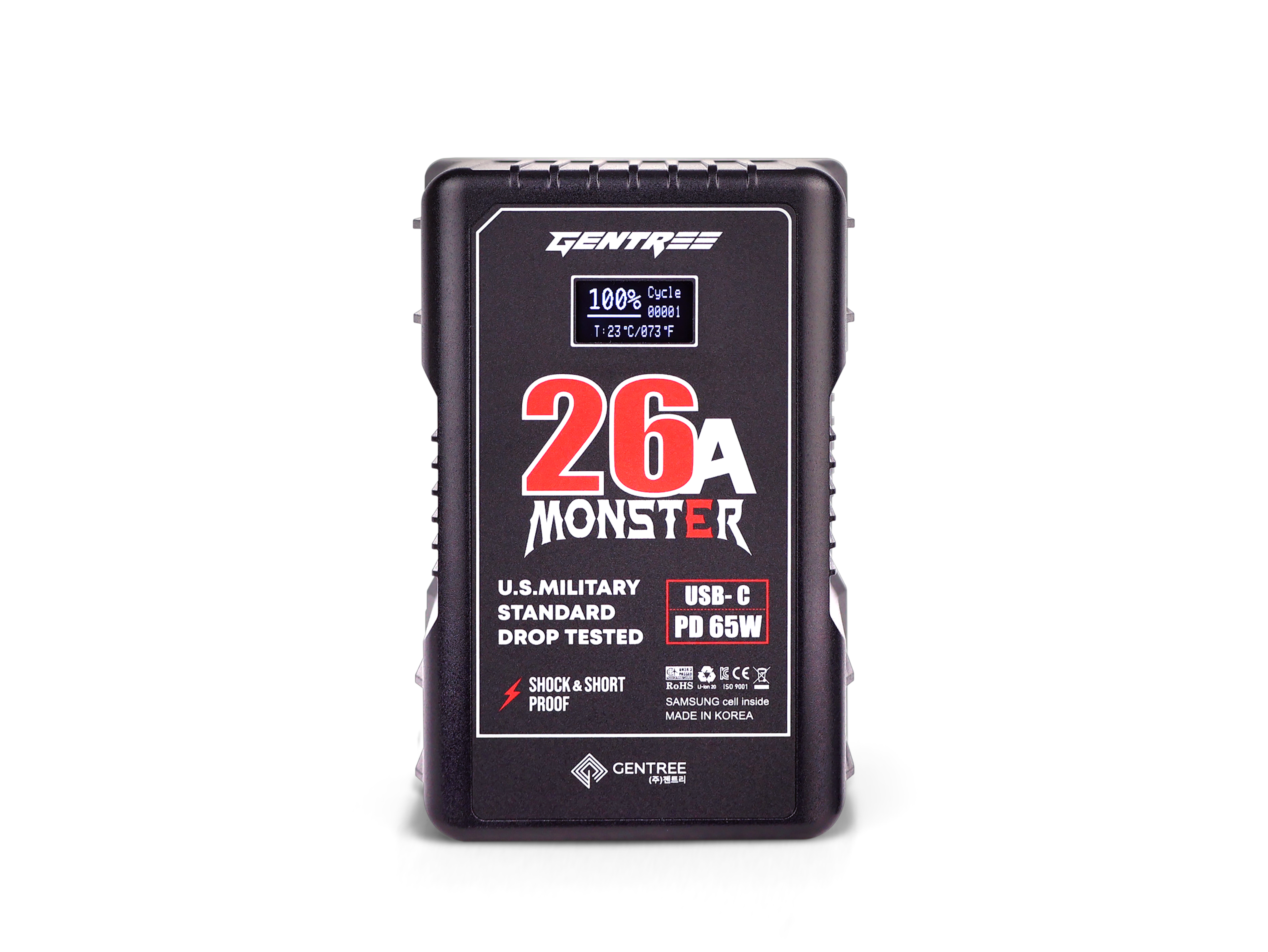 OLED Display - GENTREE MONSTER 390Wh Li-Ion V-Mount Battery (26A Max. Discharge)