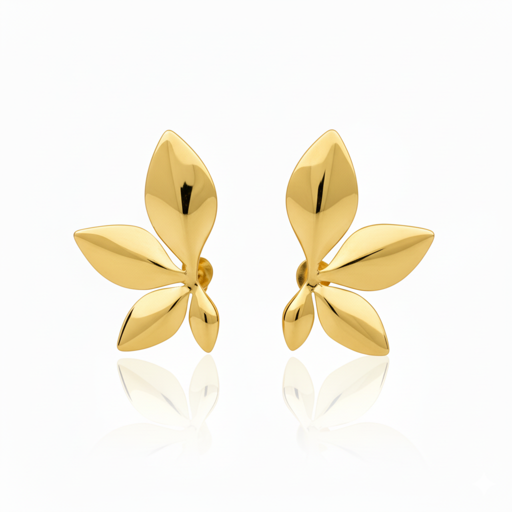 Brincos Golden Leaf - Banhado a Ouro 18K
