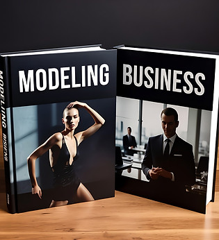 modeling picture book next to a business info book