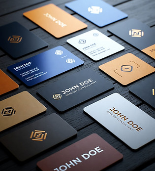 Modern glossy business cards in different colors