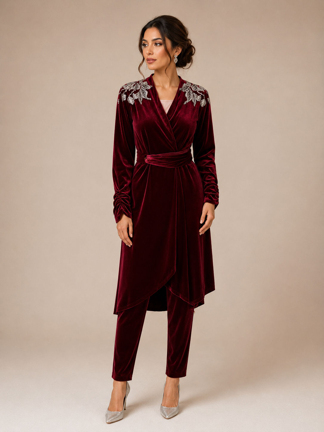 Maroon velvet 3pcs 
