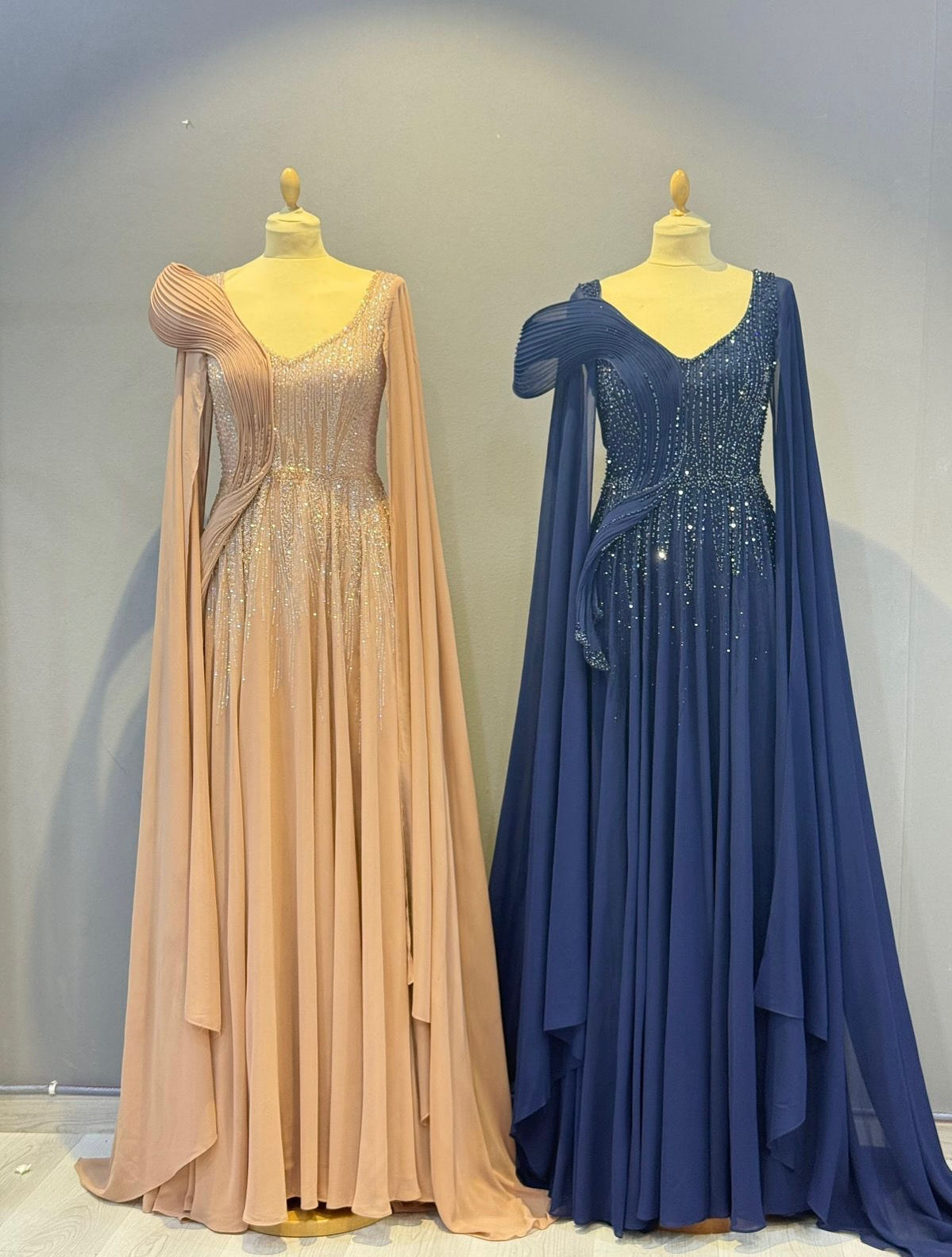 Navy blue chiffon dress