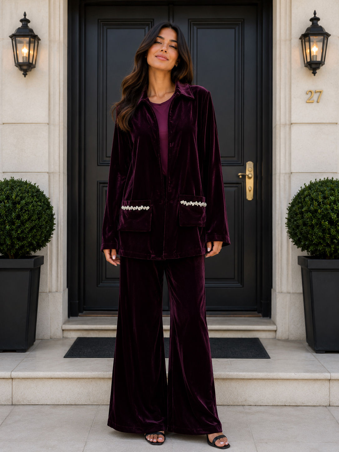 Maroon velvet 3pcs 