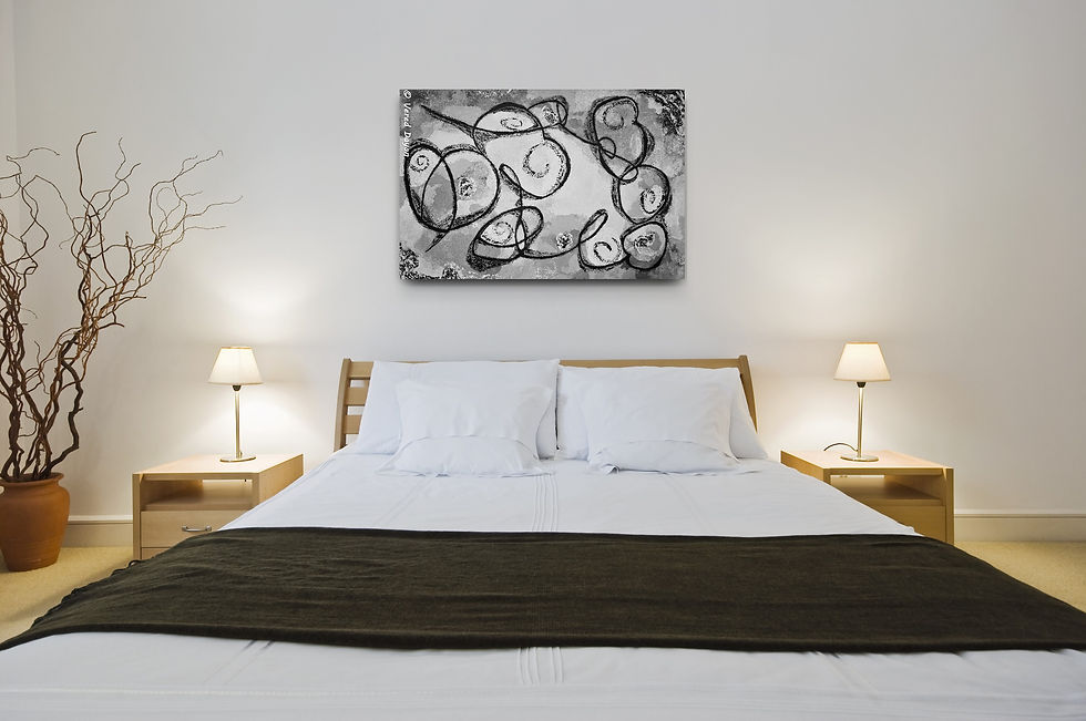 תמונה ממוזערת: Art by Vered   ציור מקורי מופשט בשחור לבן על קנווס