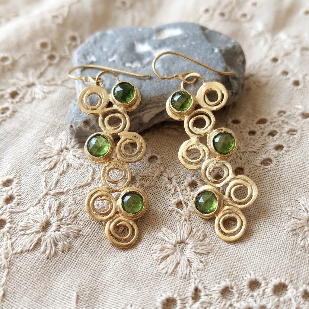 /rioritajewelryq  עגילי תלייה בעבודת יד עם ספירלות אורגניות