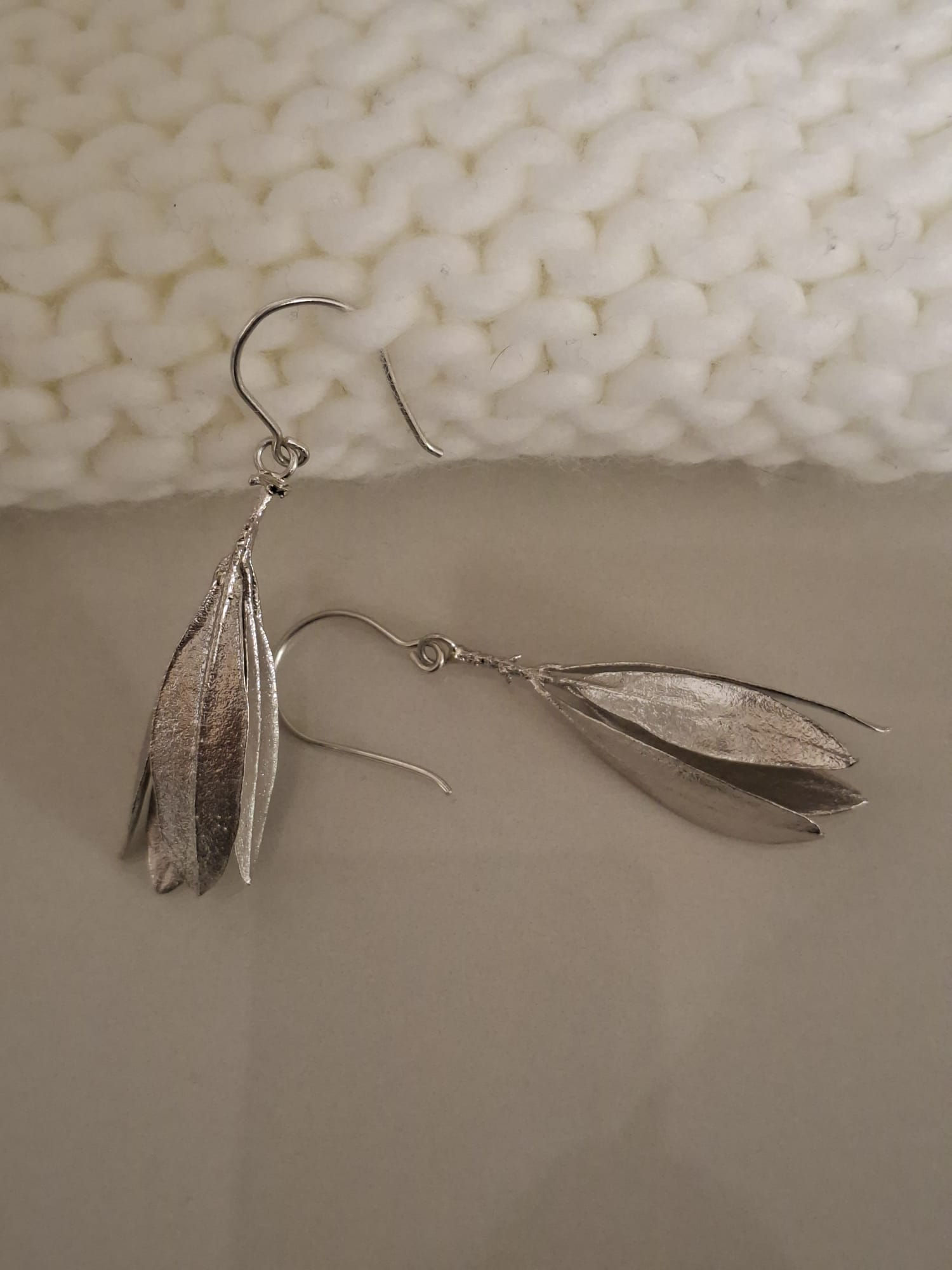 natures jewlery | עגילי כסף לבלוב עלי זית