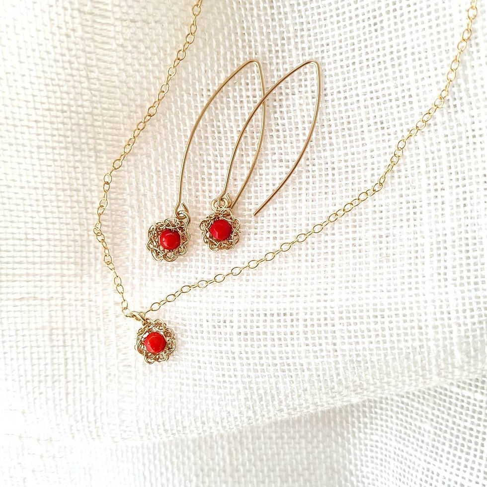 תמונה ממוזערת: Einat Sandberg |  Red Coral Dangle Earrings