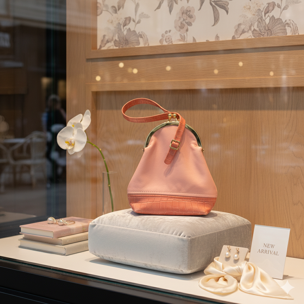 Small Pale Pink + Embossed Peach Retro Clutch