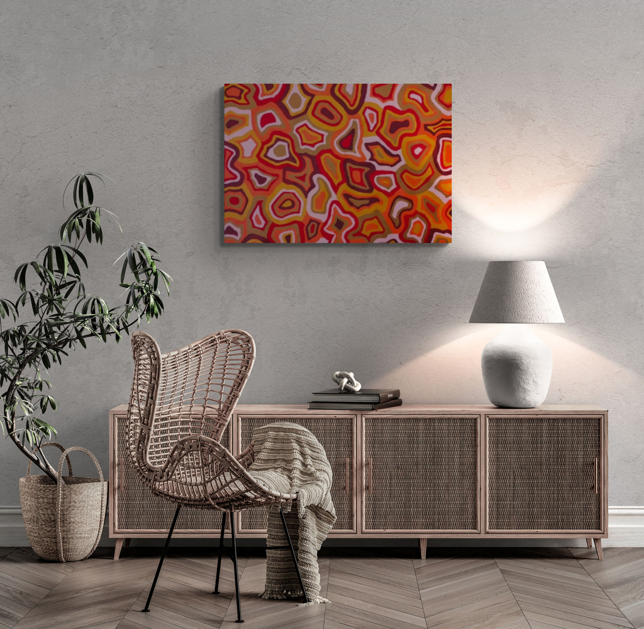 Art by Vered | הדפס גדול על קנווס - מופשט בצבעים חמים