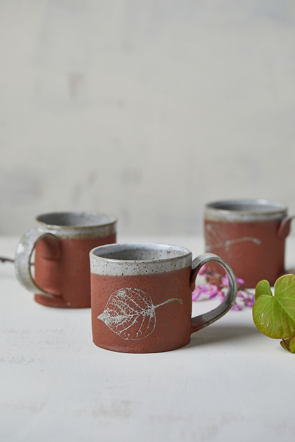 זוג ספלים הדפס עלה - SO