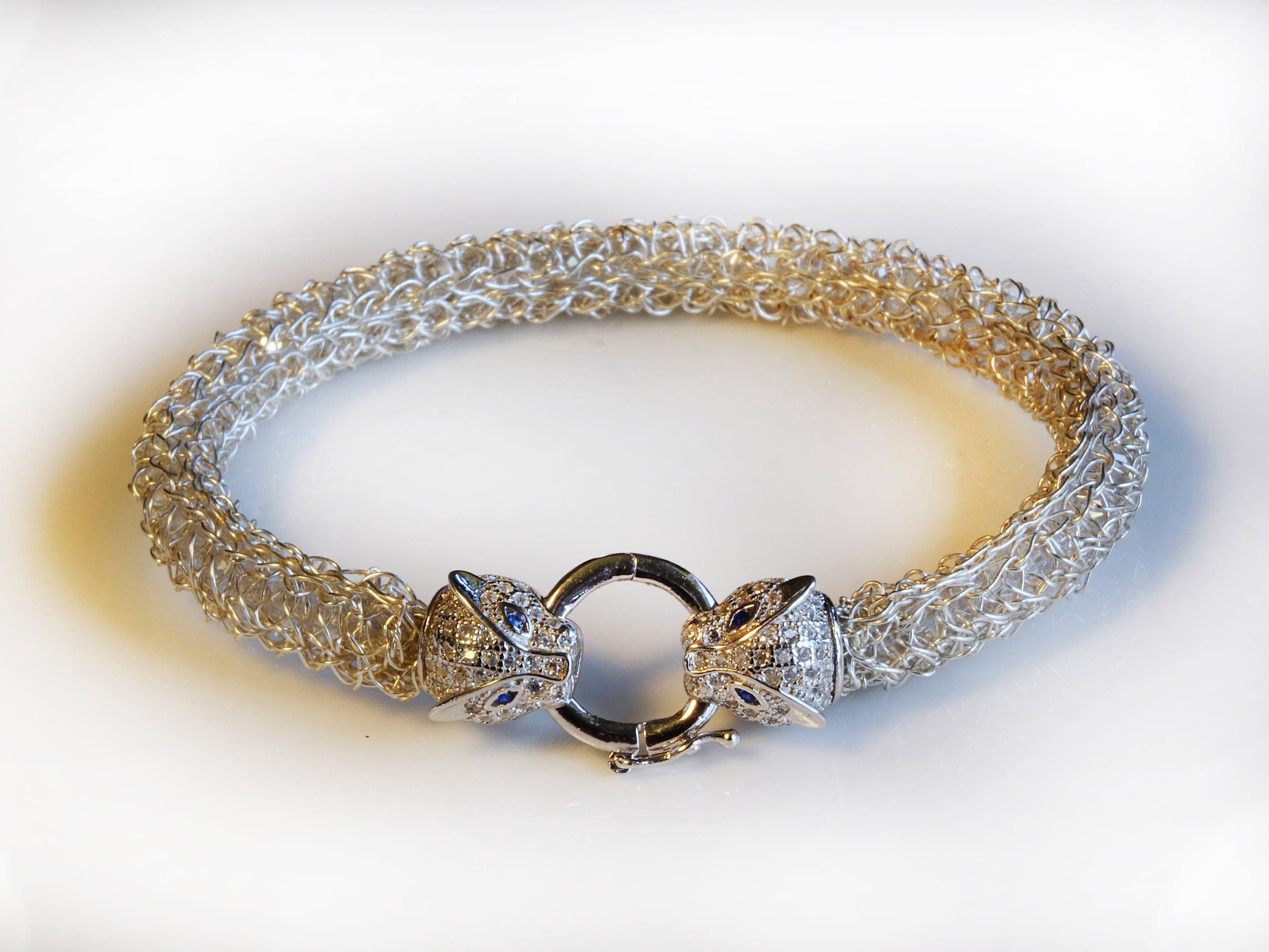 Einat Sandberg |  Panther Head Silver Bangle Bracelet מכסף עבודת יד אמן ישראלי