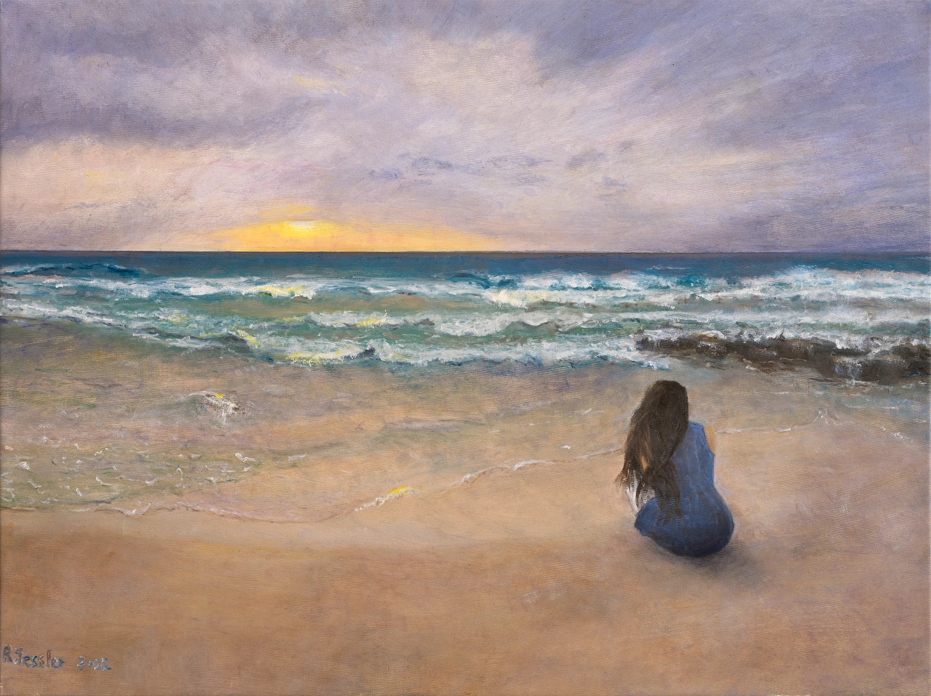 רחלי טסלר | Girl on the beach- original