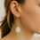 Thumbnail: 925 Silver Drop Earrings with White Agate Stones - DP
