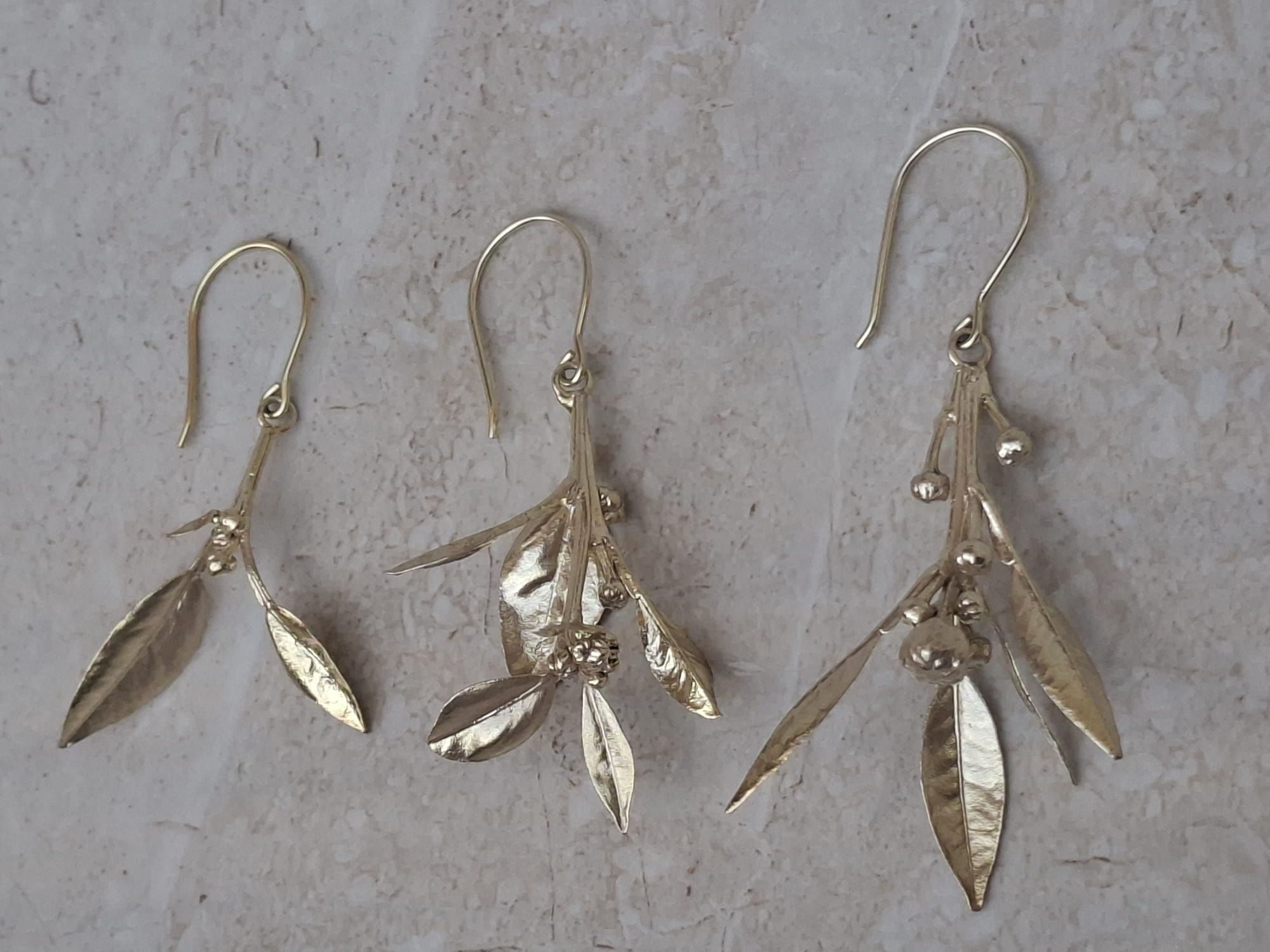 natures jewlery | עגילי טריו ניצני תפוז .יציקה חיה מהטבע