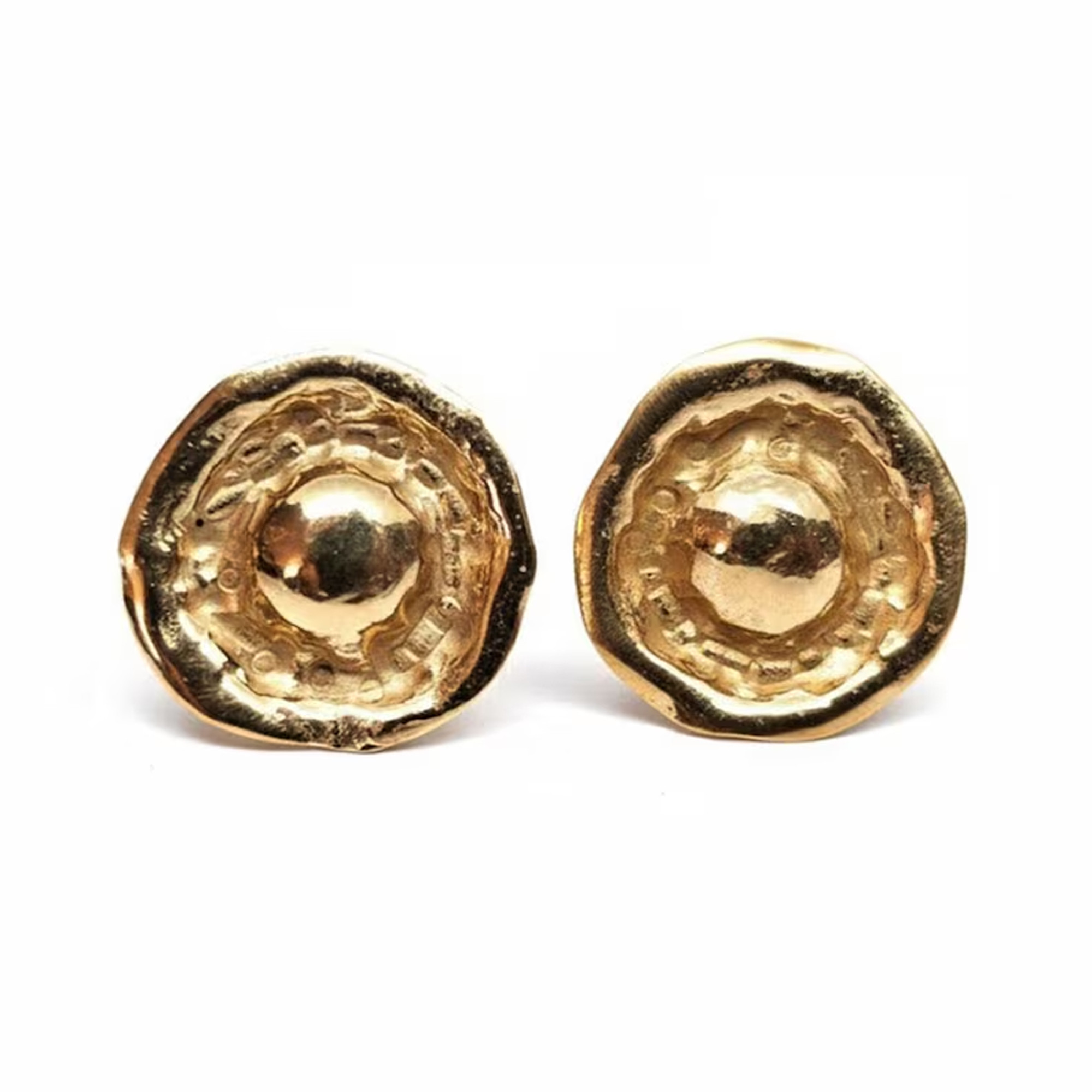 Hammered Gold Filled Stud Earrings מזהב עבודת יד אמן ישראלי