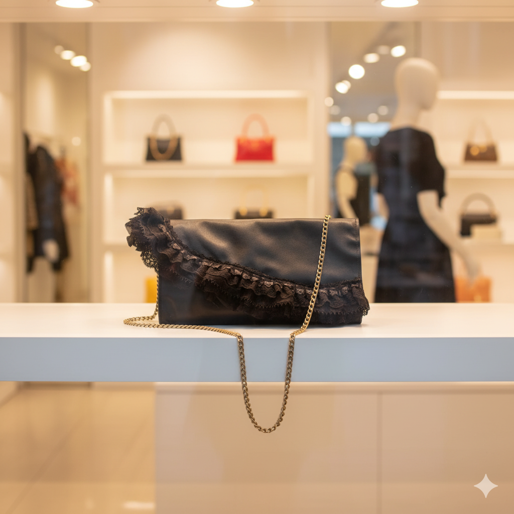 Audrey Black Lacy Clutch - Bags from the Movies