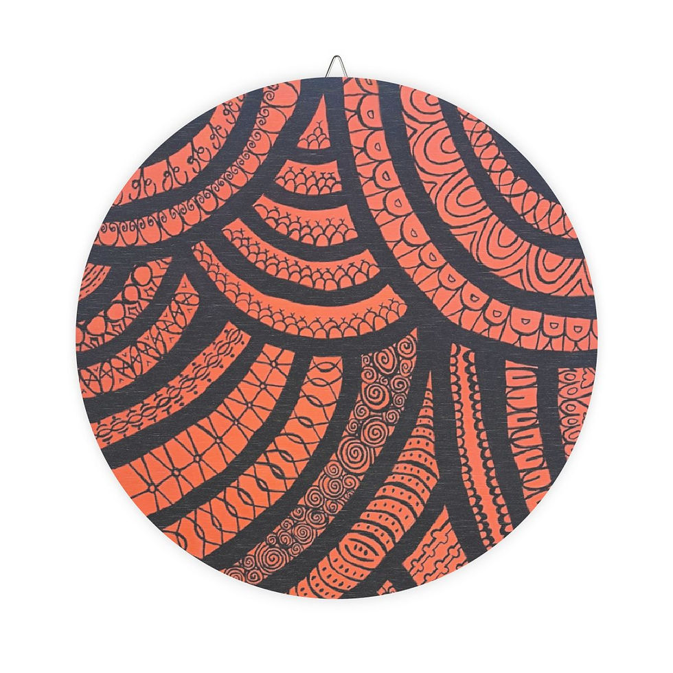 Thumbnail: Round Boho Wood Wall Decor: Cozy Doodles Wall Art