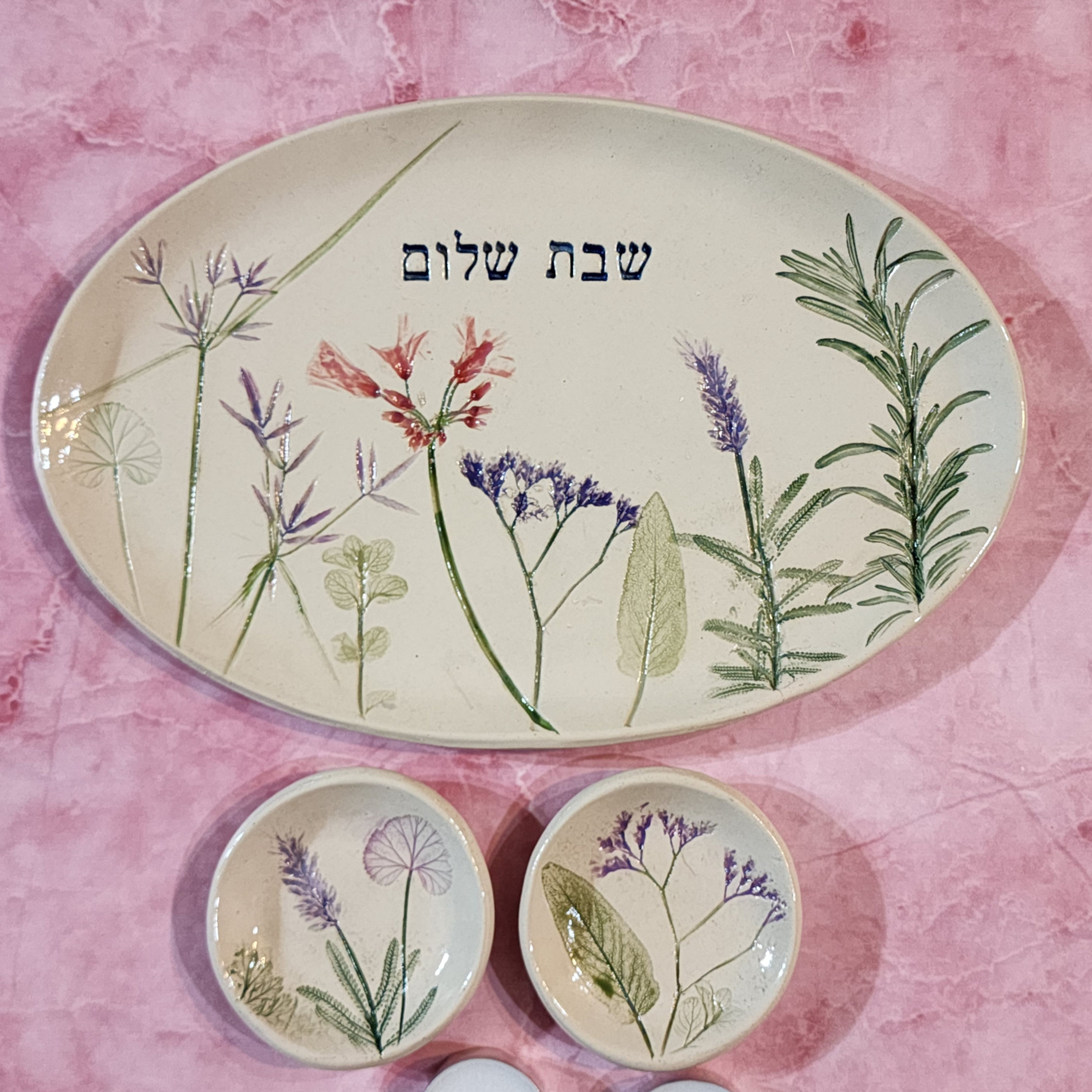פמוטי שבת בעבודת יד - קרמיקה ישראלית - OP