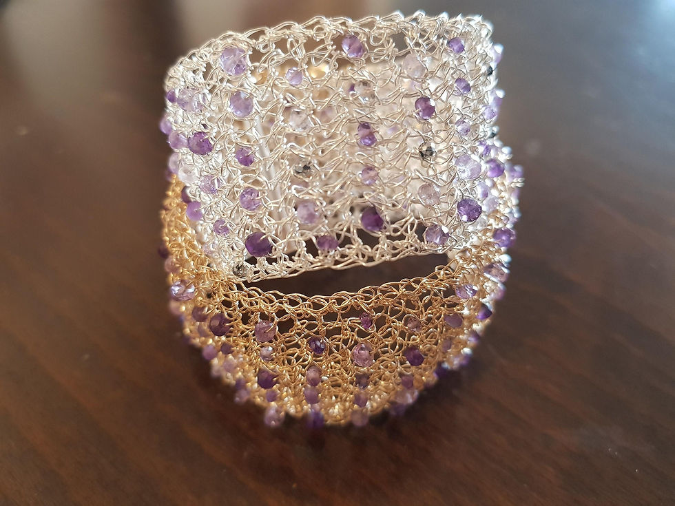 תמונה ממוזערת: Einat Sandberg |  Gold Amethyst Wide Bracelet