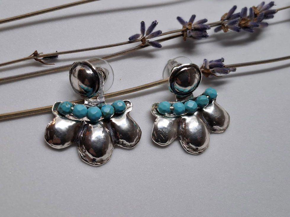 תמונה ממוזערת: Sterling Silver Turquoise Ear Jacket Studs: Handmade Bohemian Earrings
