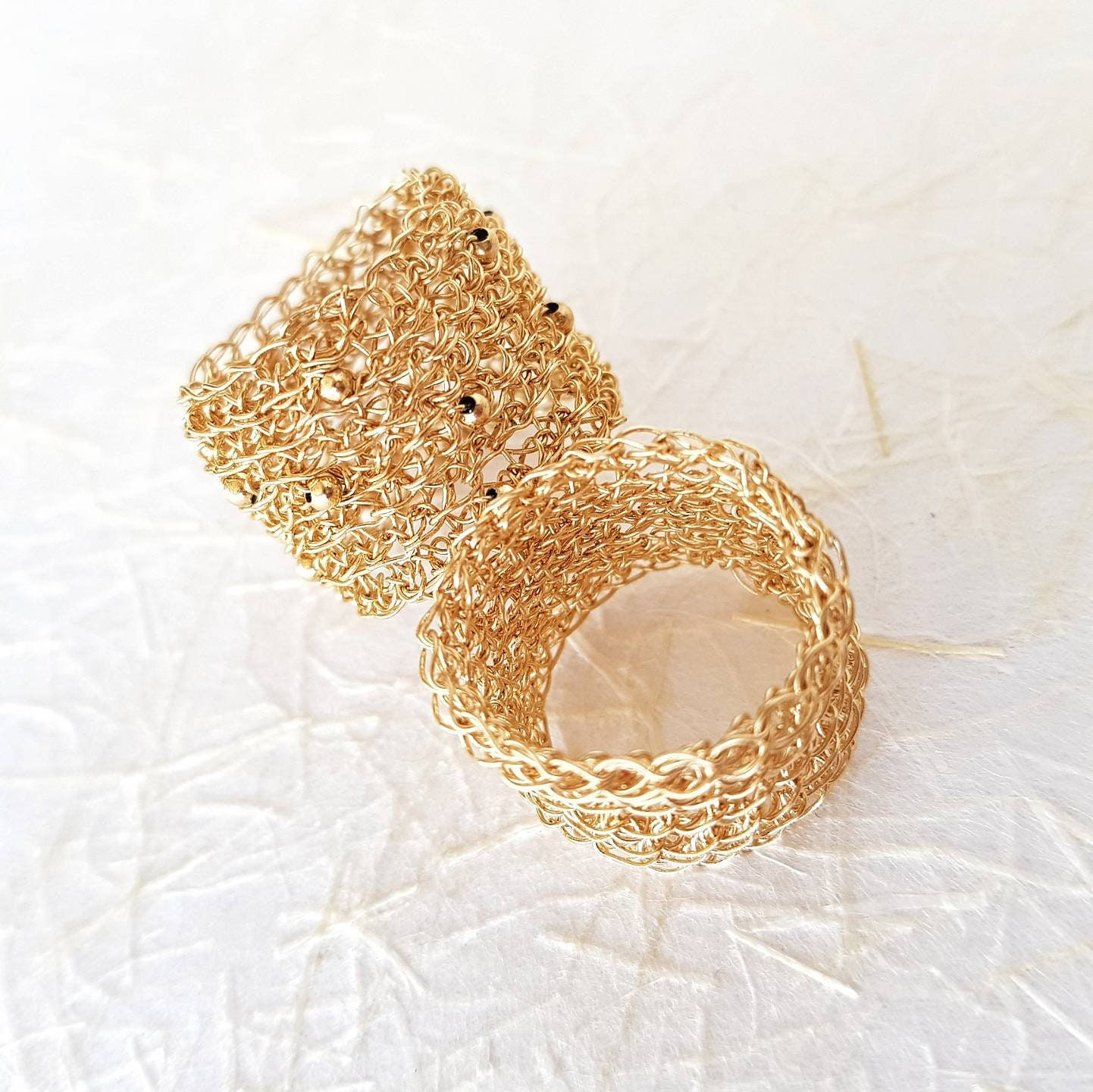 Einat Sandberg | Gold Statement Ring, Mesh Ring