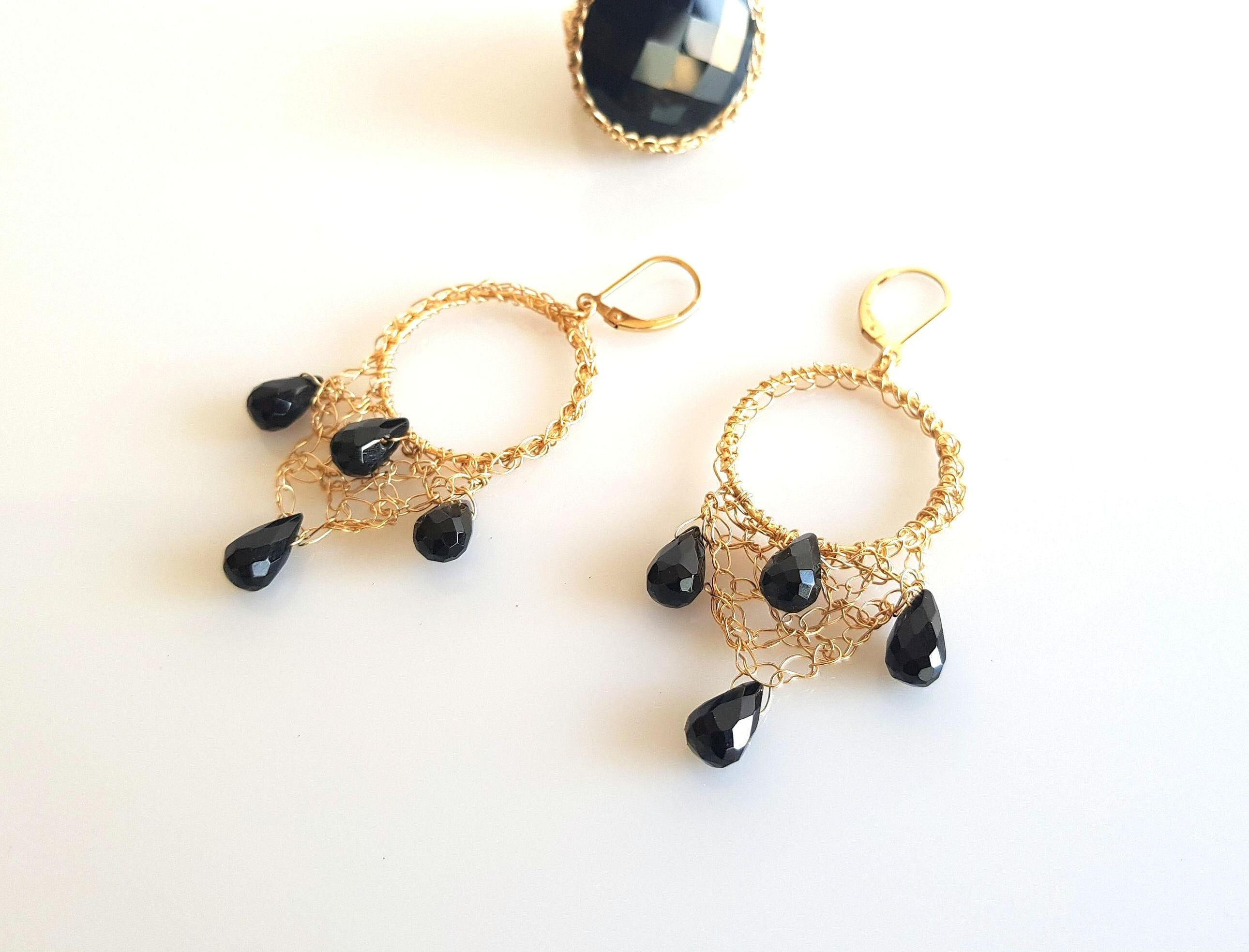 Einat Sandberg |  Gold Chandelier Earrings מזהב עבודת יד אמן ישראלי
