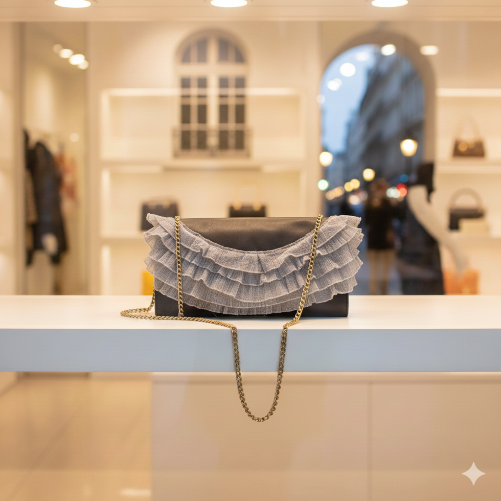Ascot Blue/Gray Lacy Clutch - Bags from the Movies