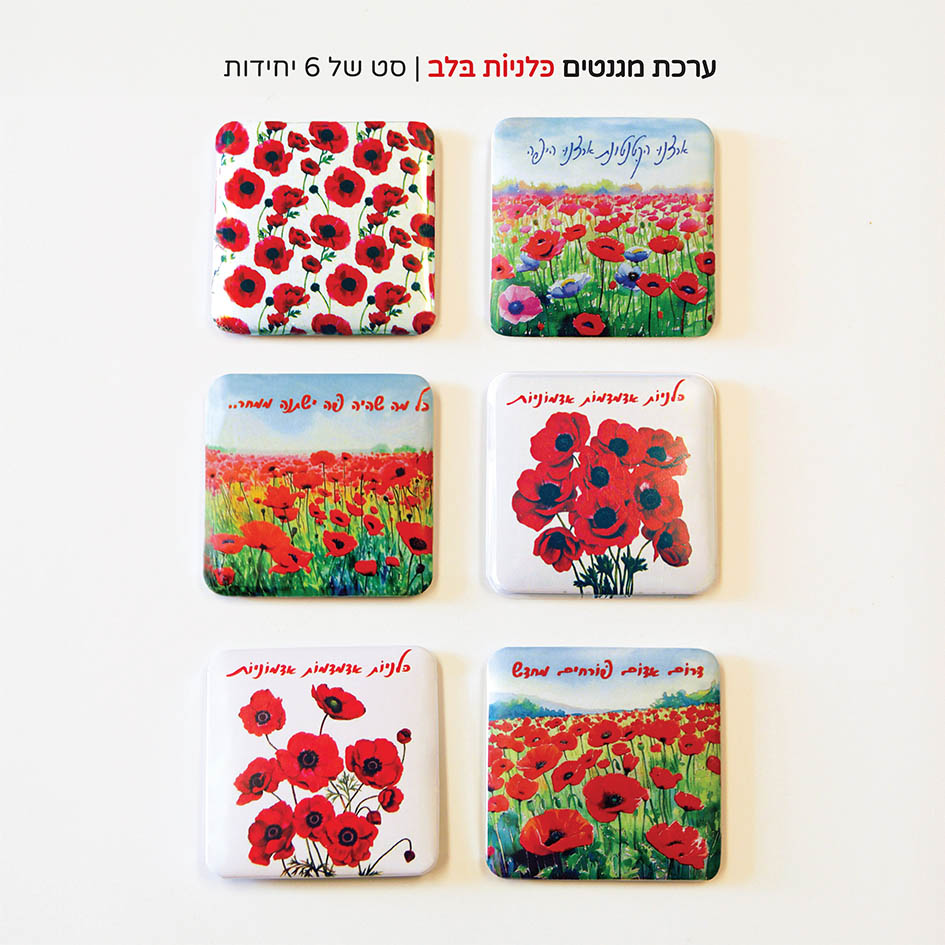 ערכת מגנטים | כלניות בלב 1 | סט 6 מגנטים OY