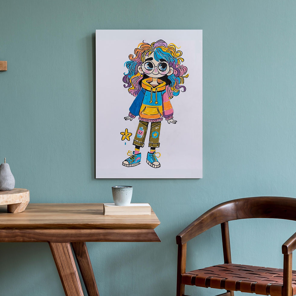 Rainbow Girl Canvas Wall Art Illustration - VL