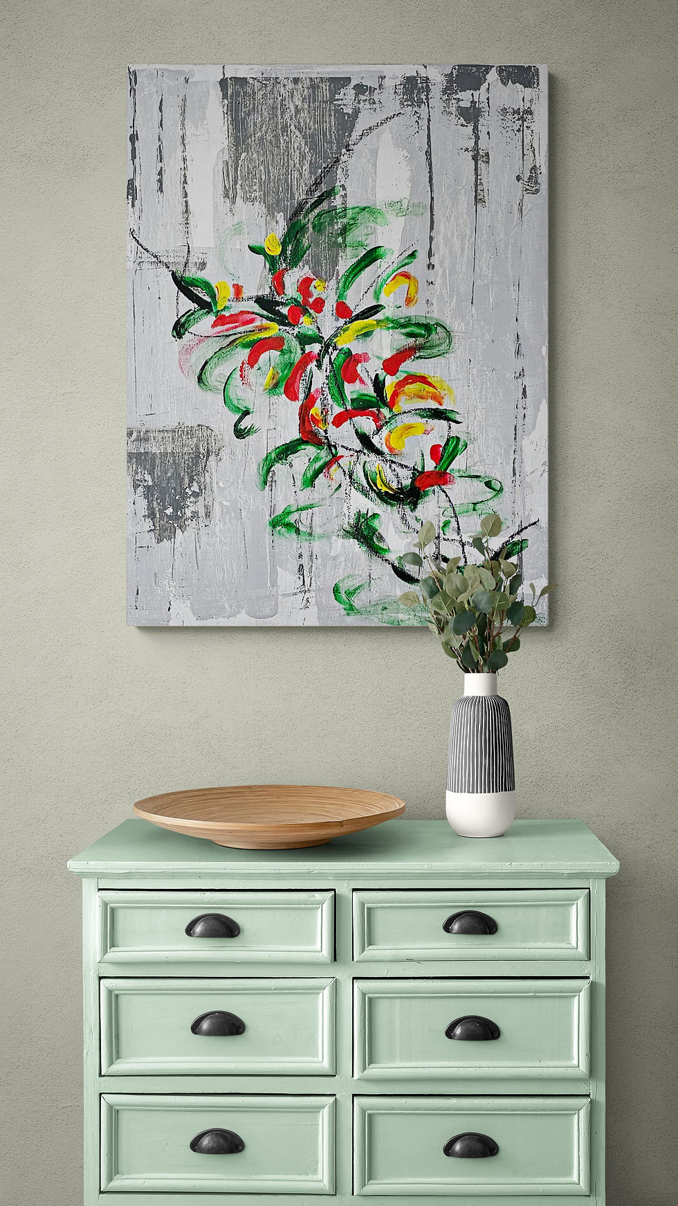 Thumbnail: Large Colorful Modern Canvas Print of Abstract Bloom and Vitality
