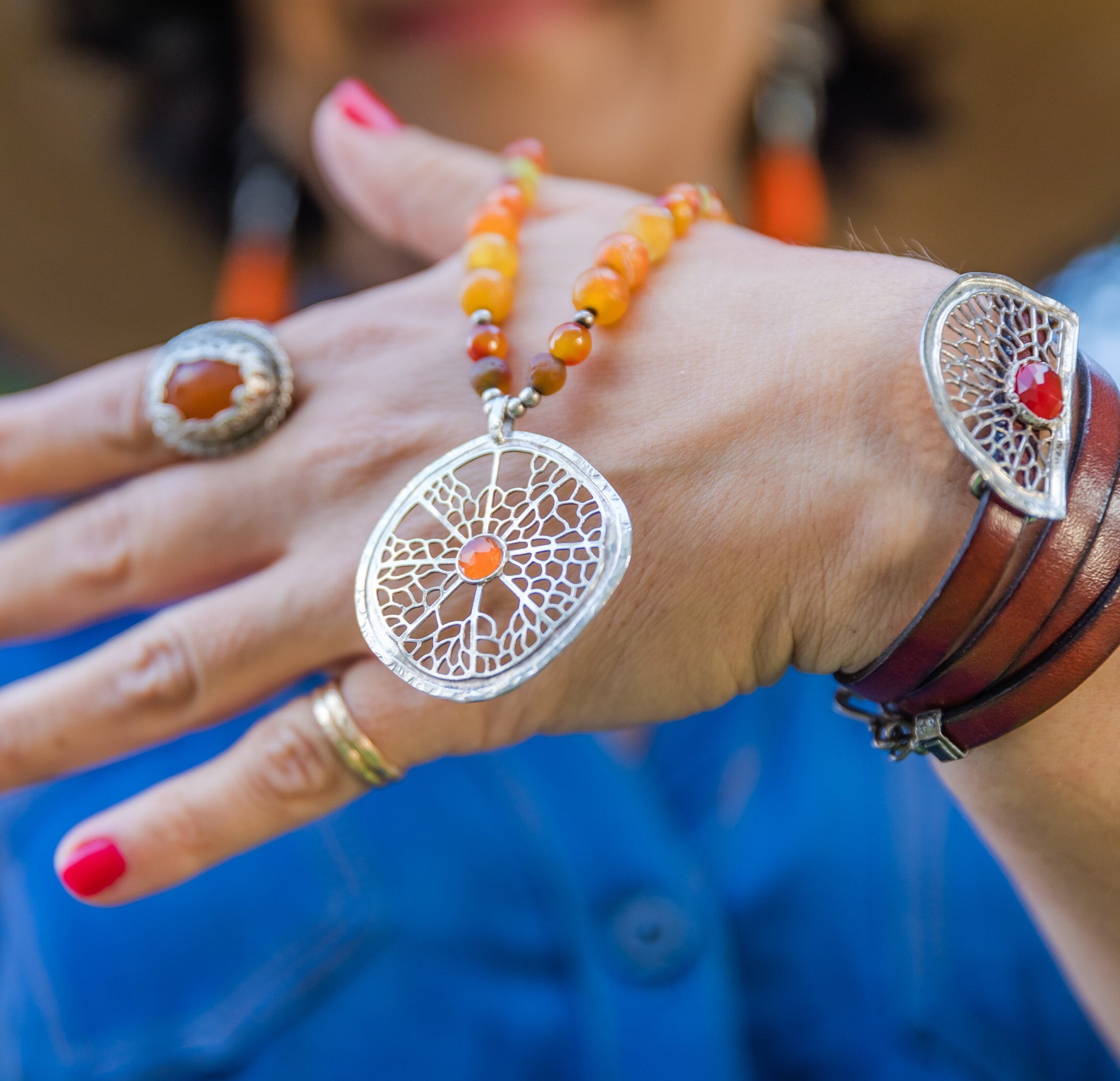 Vered Lederman | Carnelian Sterling Silver Long Necklace