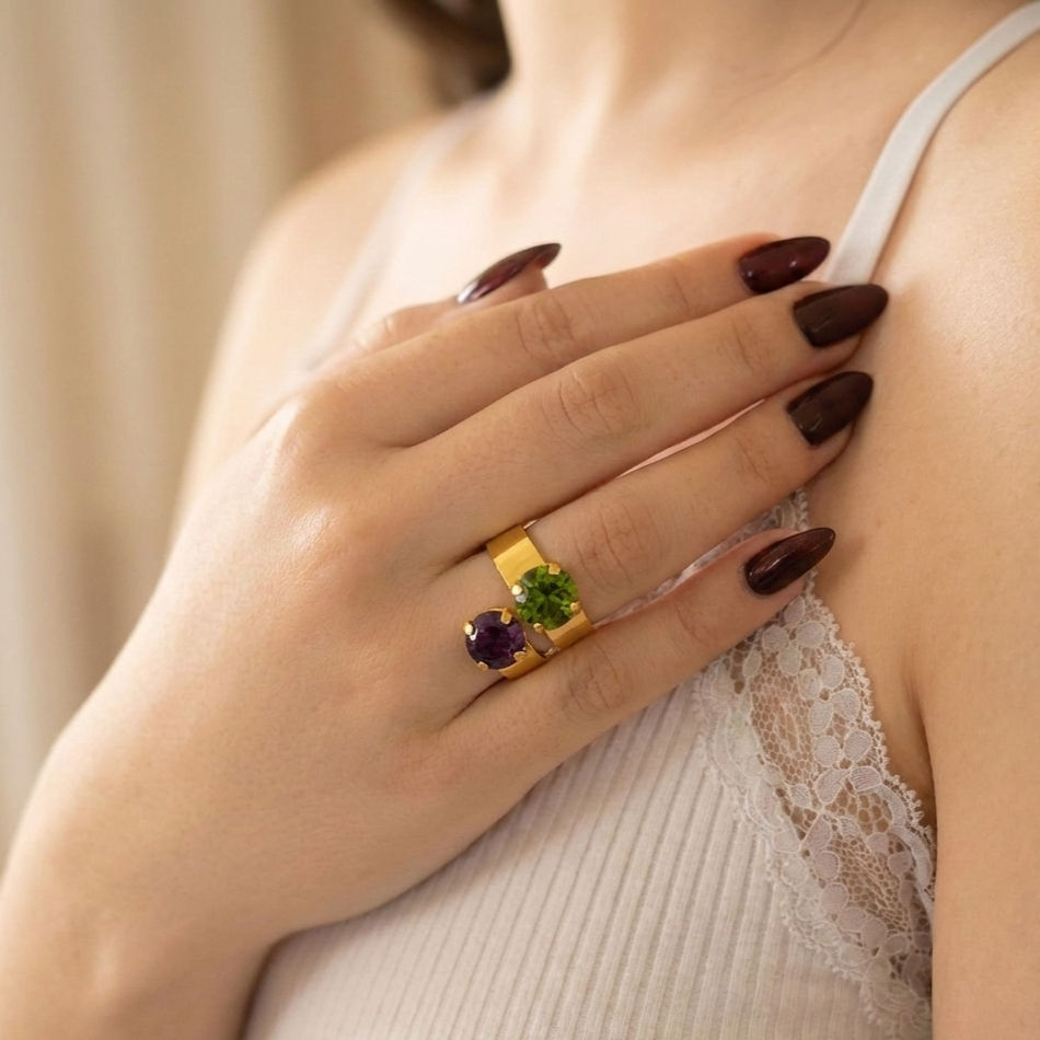 Limor Beker | טבעות - זואי ירוק בורדו