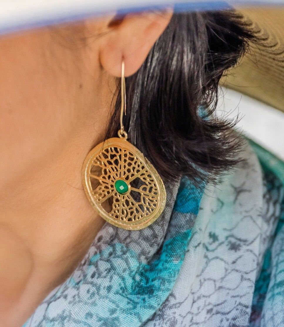 תמונה ממוזערת: Vered Lederman | Green Agat Gemstone Earrings