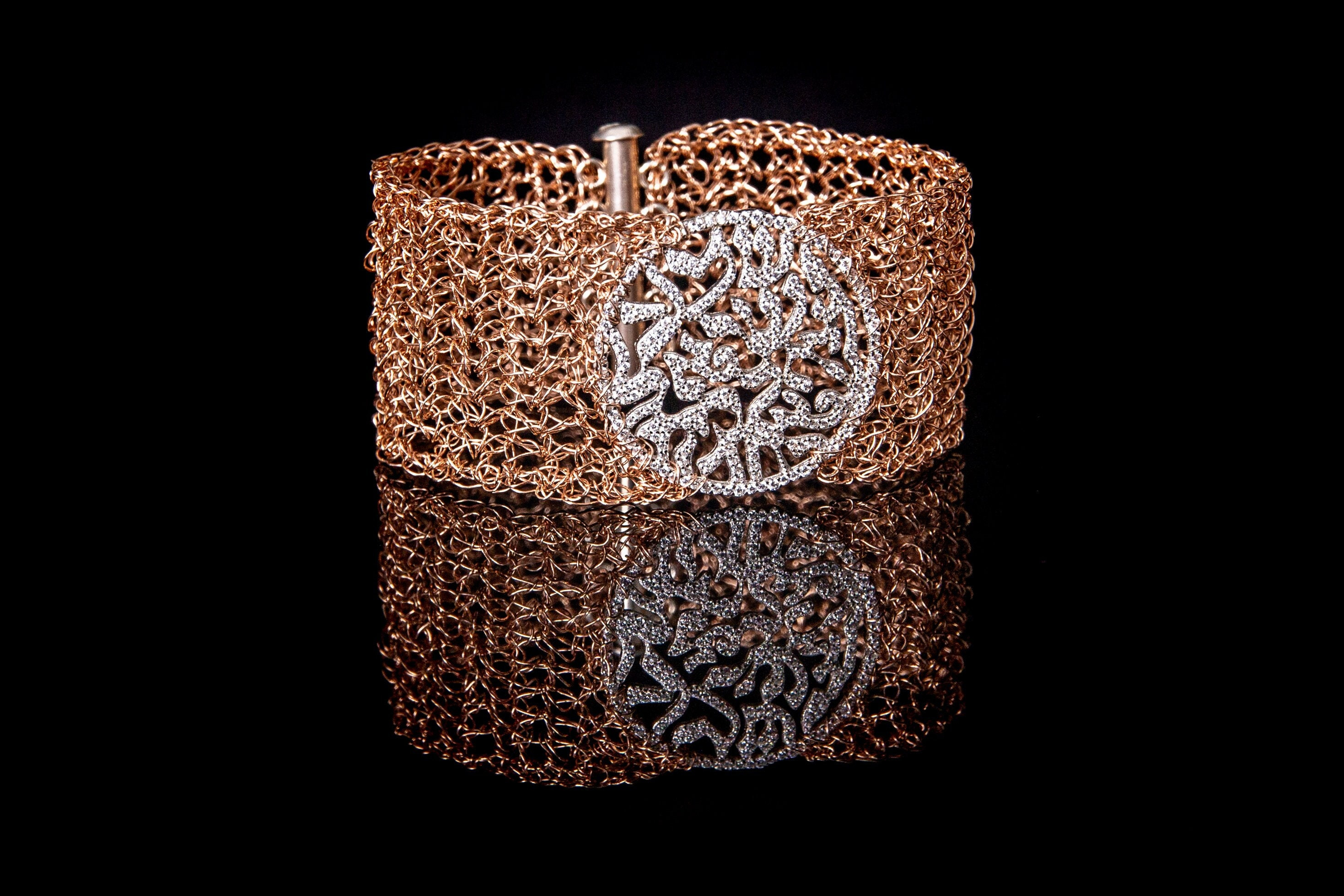 Einat Sandberg | Rose Gold Shema Israel Bracelet מכסף עבודת יד אמן ישראלי