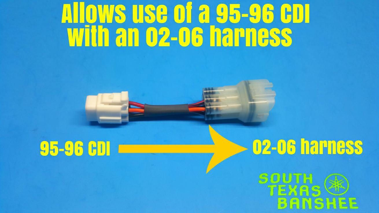 Yamaha Banshee CDI adapter SQUARE PLUG HARNESS TO CLEAR PLUG CDI