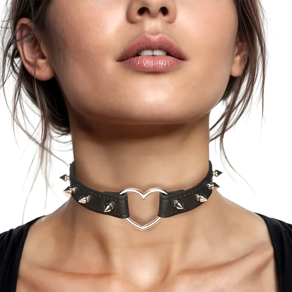 Thumbnail: Master Series Spiked Heart Choker in Black