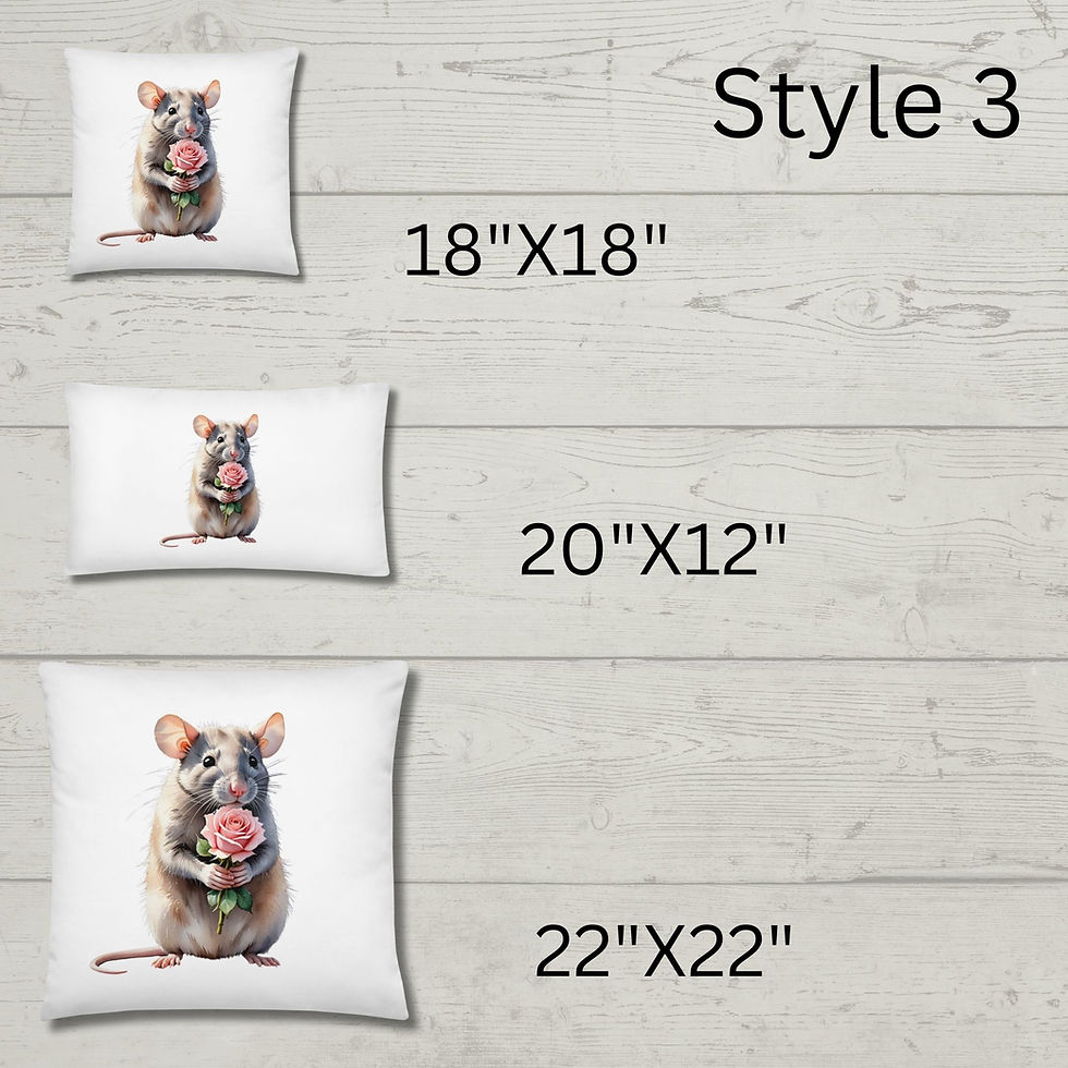 Thumbnail: Various size pillows with a design of rats on them