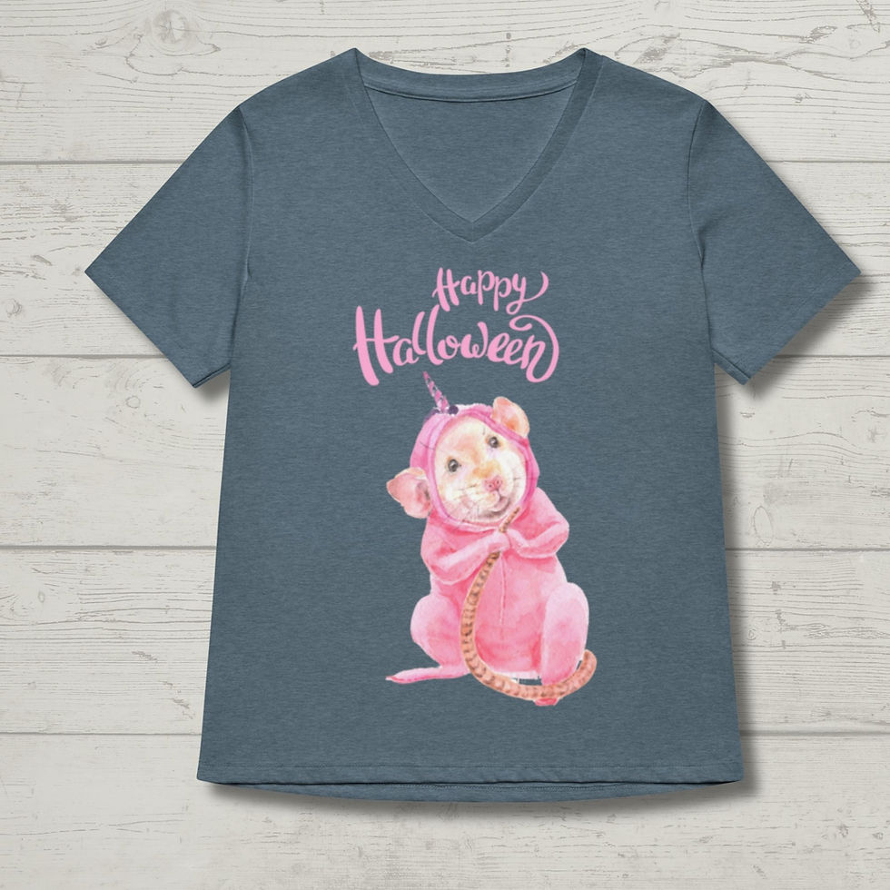 Thumbnail: Rat in Unicorn Costume: Women's Relaxed V-Neck T-Shirt