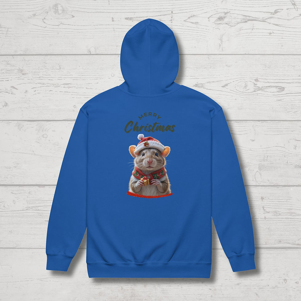 Thumbnail: Joyful Rat Holding a Christmas Present Unisex Heavy Blend Zip Hoodie
