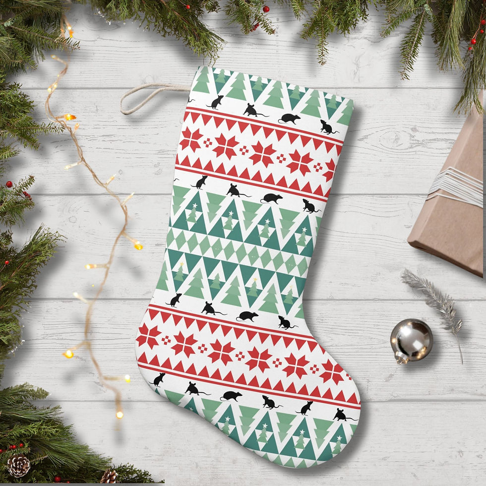 Thumbnail: Christmas Rats Patterned Santa Stocking