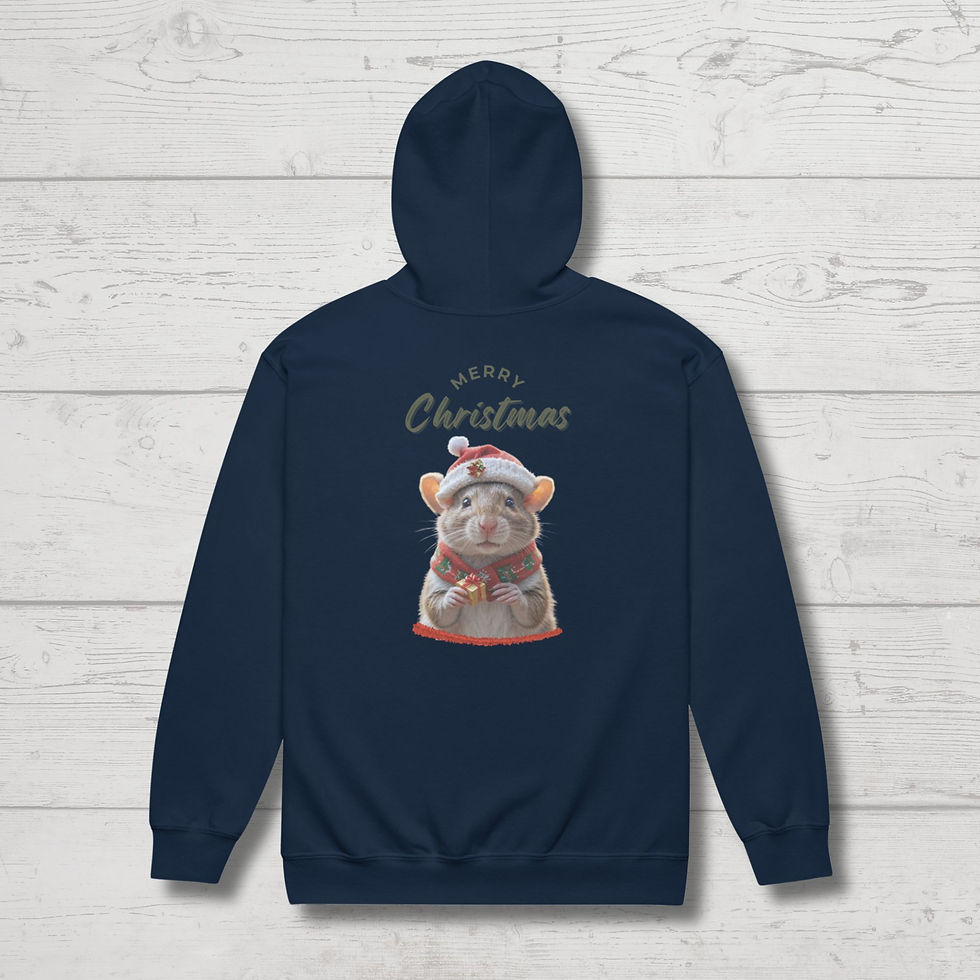Thumbnail: Joyful Rat Holding a Christmas Present Unisex Heavy Blend Zip Hoodie