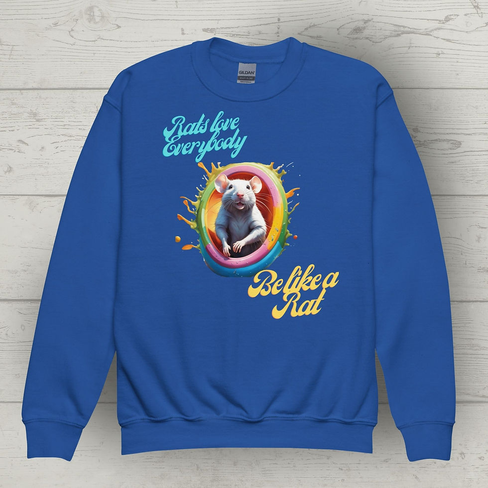 Thumbnail: Adorable Rat Youth Crewneck Sweatshirt blue