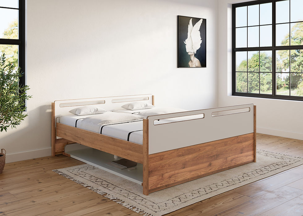 Miniaturbild: Gästebett klappbar mit Schreibtisch 180x200 für kleine Räume und Zimmer. Ähnlich wie ein Schrankbett oder Muphybett.