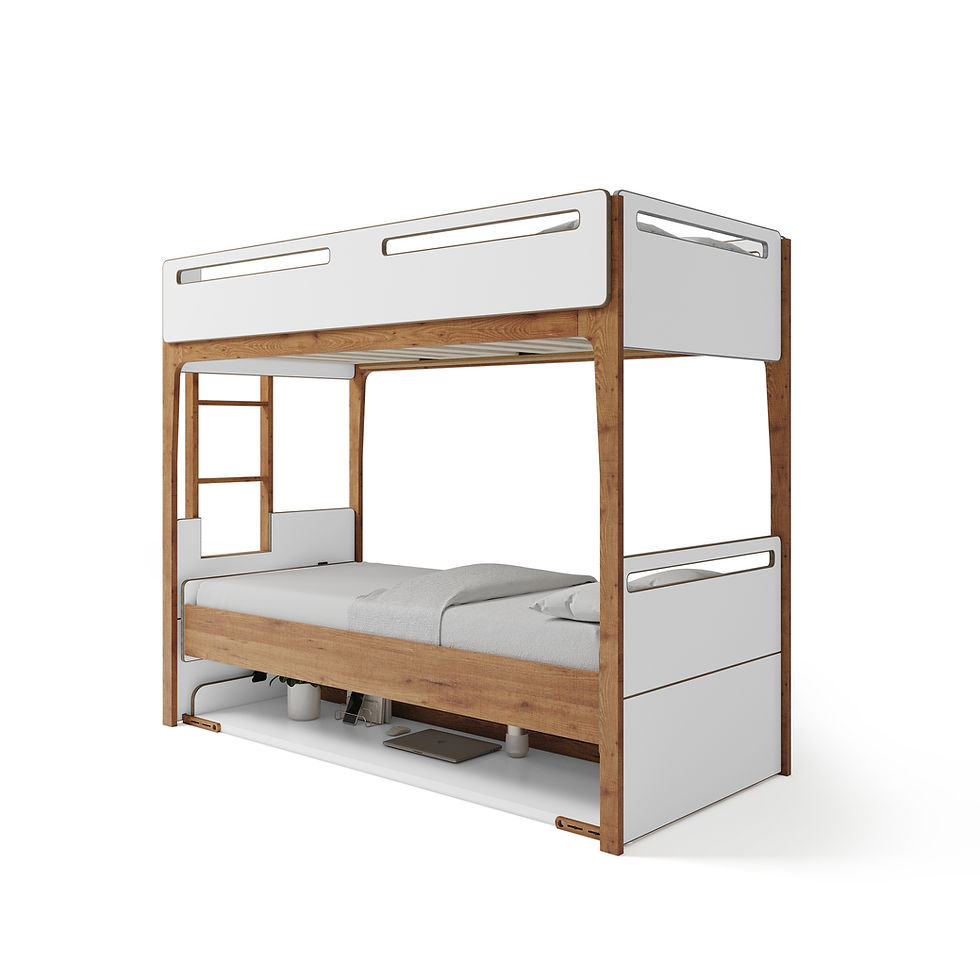 Miniaturbild: 2in1 Klappbett mit Schreibtisch 90x200 für kleine Räume und Zimmer. Raumsparendes Möbelstück.