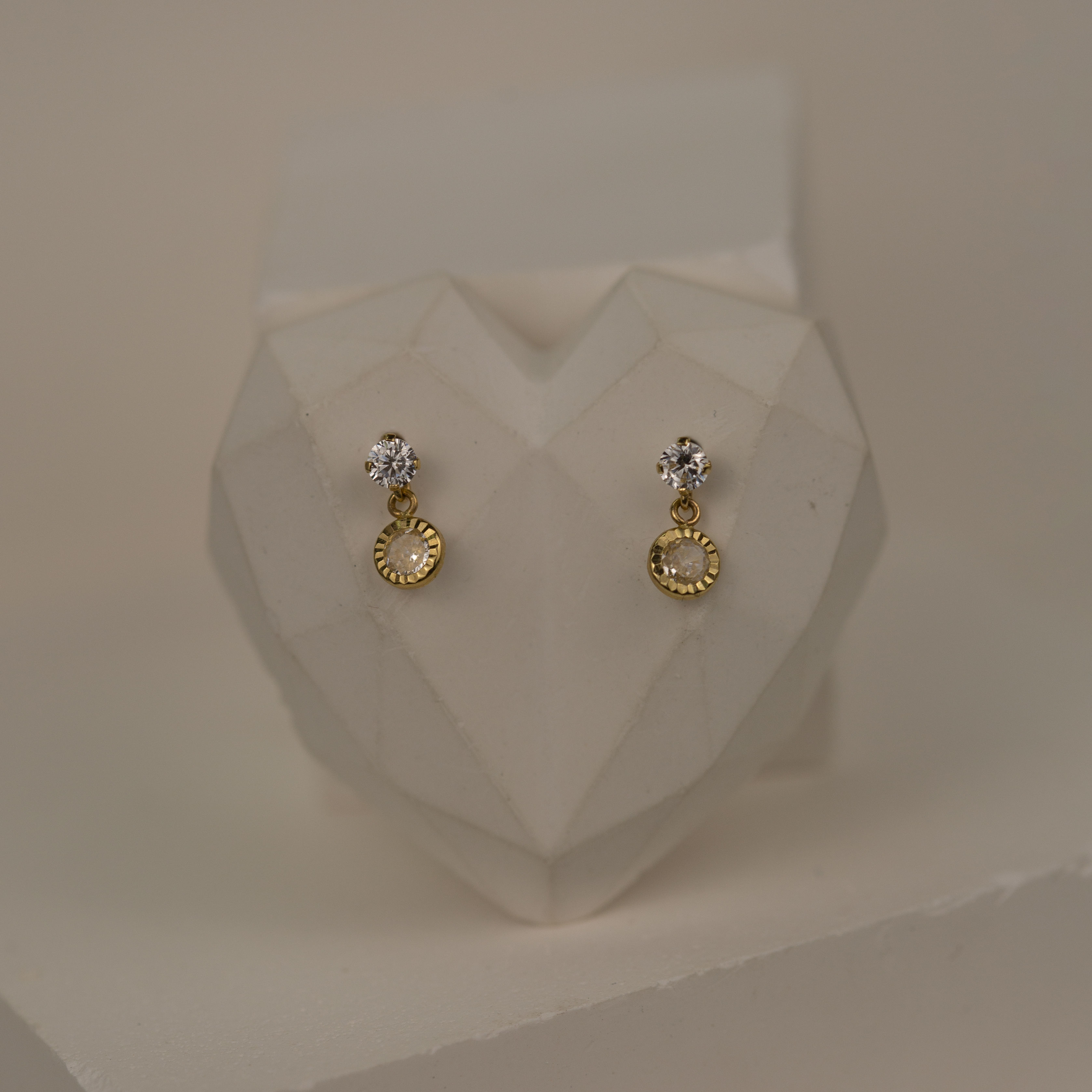 14k Dangling Eternity Button Studs