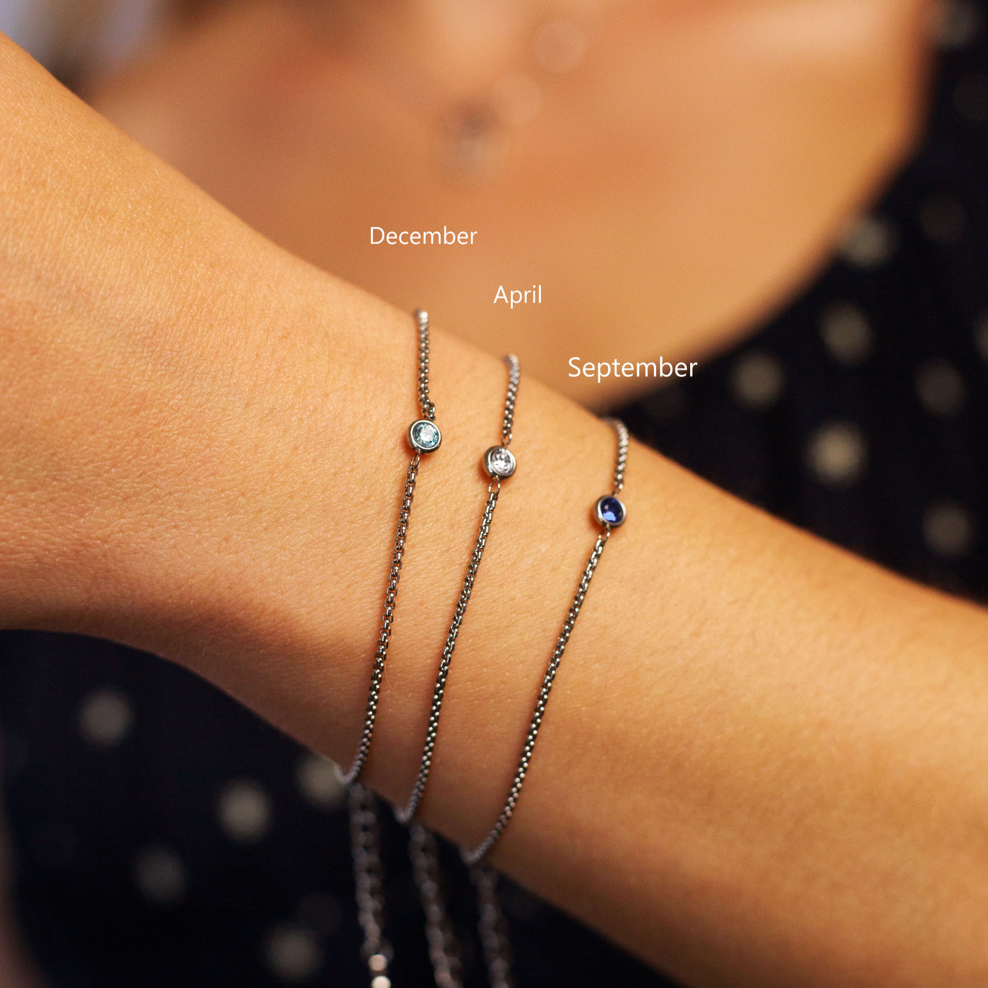 Steel Birthstone Bracelet